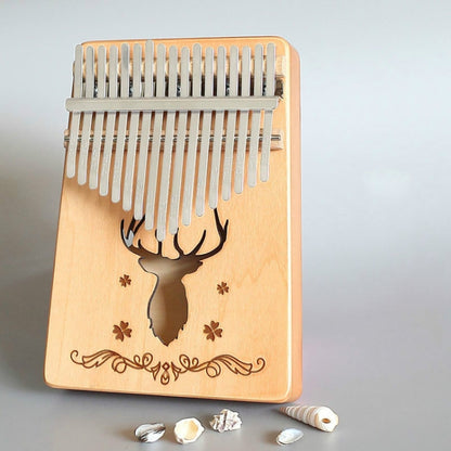 17-tone Kalimba Portable Thumb Piano, Style:Spruce-Classic Deer by bashfashion