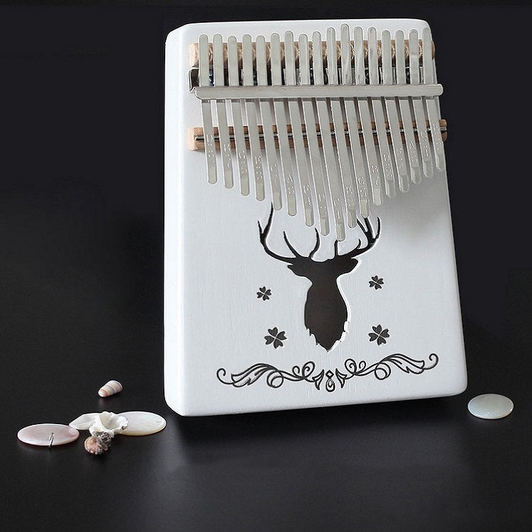 17-tone Kalimba Portable Thumb Piano, Style:White-Classic Deer by bashfashion