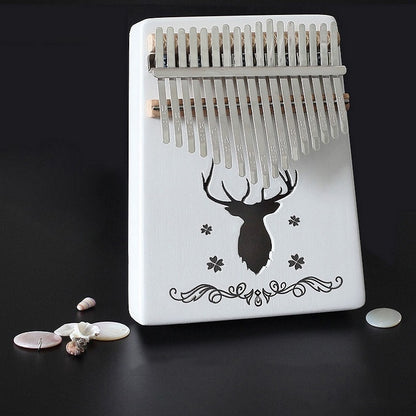 17-tone Kalimba Portable Thumb Piano, Style:White-Classic Deer by bashfashion