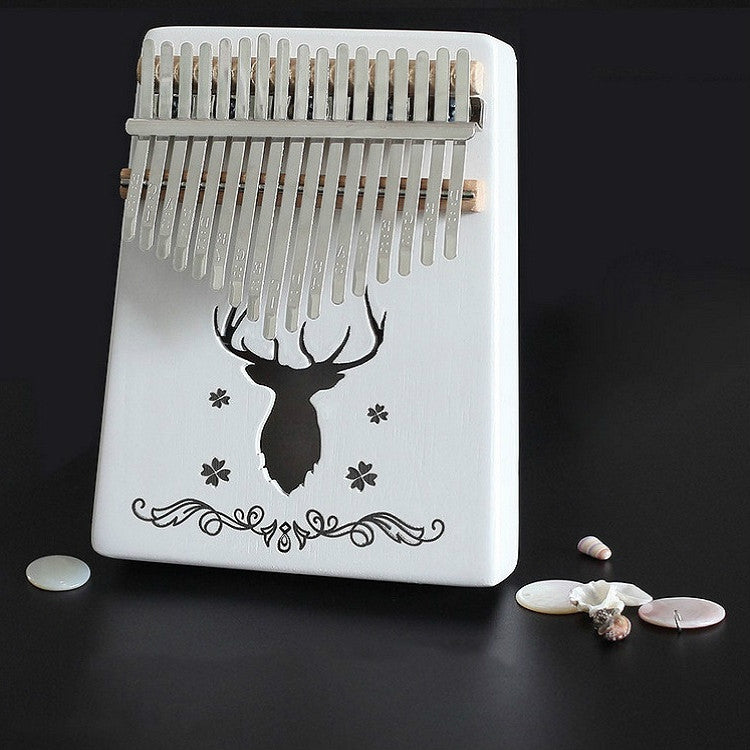 17-tone Kalimba Portable Thumb Piano, Style:White-Classic Deer by bashfashion