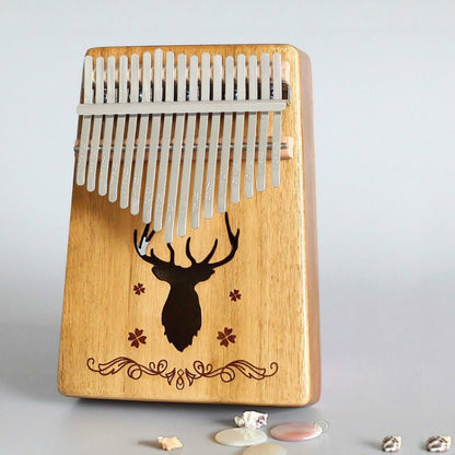 17-tone Kalimba Portable Thumb Piano, Style:Acacia-Classic Deer by bashfashion
