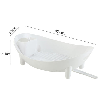 Tableware Storage Drain Dish Rack Multi-function Kitchen Utensil Rack(White) by bashfashion