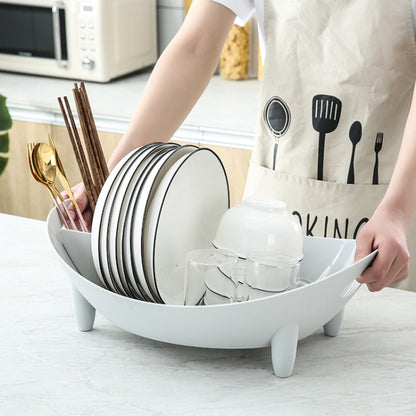 Tableware Storage Drain Dish Rack Multi-function Kitchen Utensil Rack(White) by bashfashion