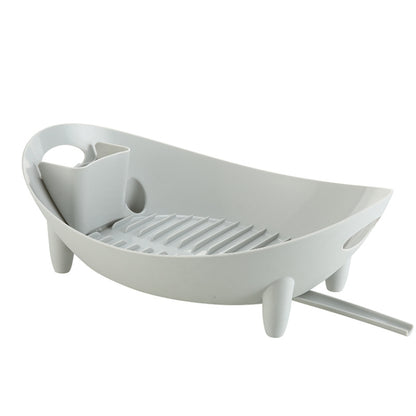 Tableware Storage Drain Dish Rack Multi-function Kitchen Utensil Rack(Gray) by bashfashion