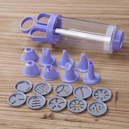 Cookie Gun + 8 Mouth + 10 Flower Piece Set Biscuit Mold Squeeze Cream Baking Tool by bashfashion