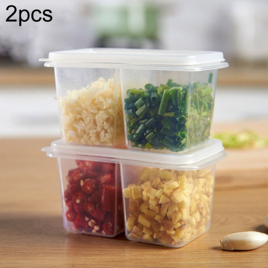 2pcs / Set Kitchen Refrigerator Storage Box Green Onion Ginger Garlic Transparent With Lid Fresh-keeping Box Food Sealed Box by bashfashion