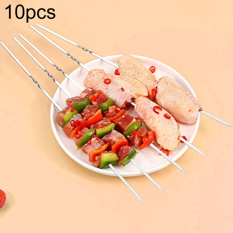 10pcs / Set Metal Square Flat Barbecue Stick BBQ Skewers by bashfashion