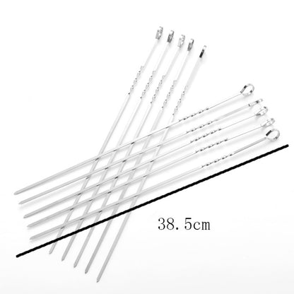 10pcs / Set Metal Square Flat Barbecue Stick BBQ Skewers by bashfashion