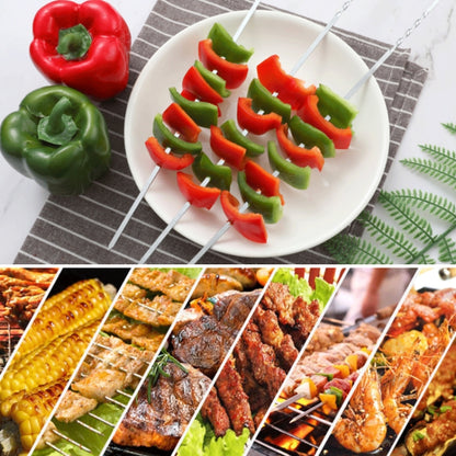 10pcs / Set Metal Square Flat Barbecue Stick BBQ Skewers by bashfashion