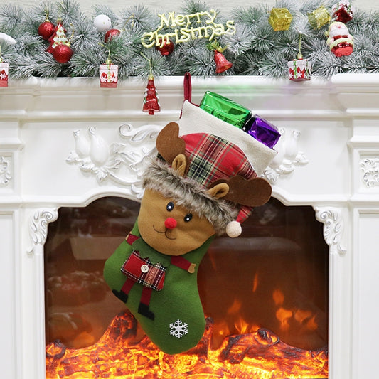 Christmas Socks Gift Bag Christmas Ornaments Christmas Tree Pendant(Elk) by bashfashion