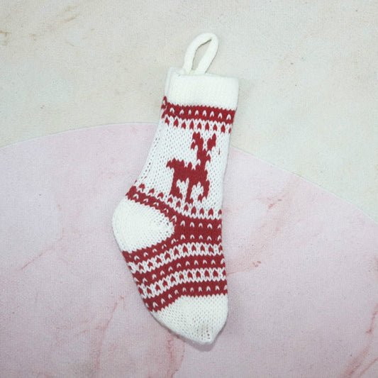 Christmas Decorations Christmas Socks Knitted Wool Socks Gift Bags(White Elk) by bashfashion