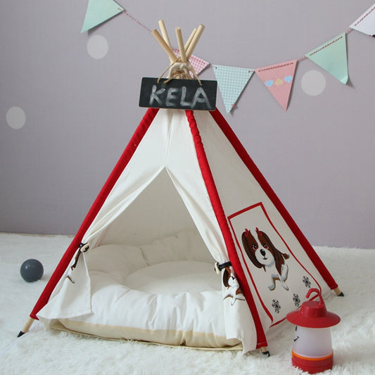 Pet Tent Removable And Washable Wooden Cat Kennel with Cushion, Specification: Medium 50×50×60cm(Red) by bashfashion