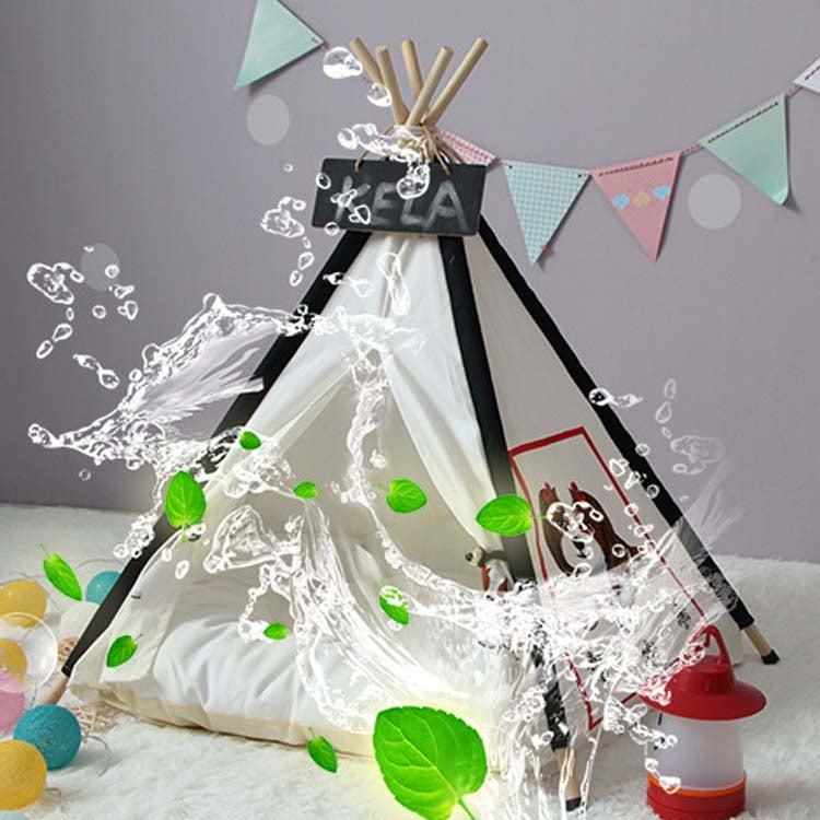 Pet Tent Removable And Washable Wooden Cat Kennel with Cushion, Specification: Medium 50×50×60cm(Yellow) by bashfashion