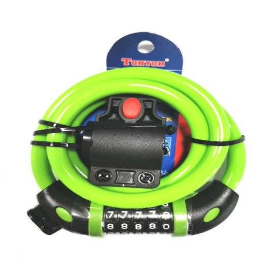 TONYON TY566 Bicycle Lock Five-digit Code Lock Mountain Bike Bar Wire Lock Single Rim Lock(Green) by TONYON