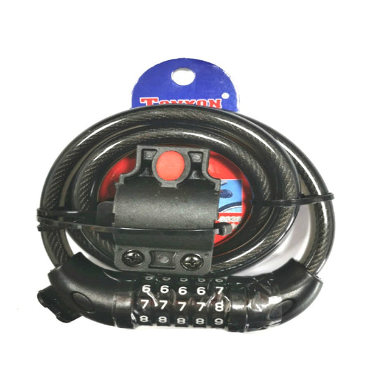 TONYON TY566 Bicycle Lock Five-digit Code Lock Mountain Bike Bar Wire Lock Single Rim Lock(Black) by TONYON