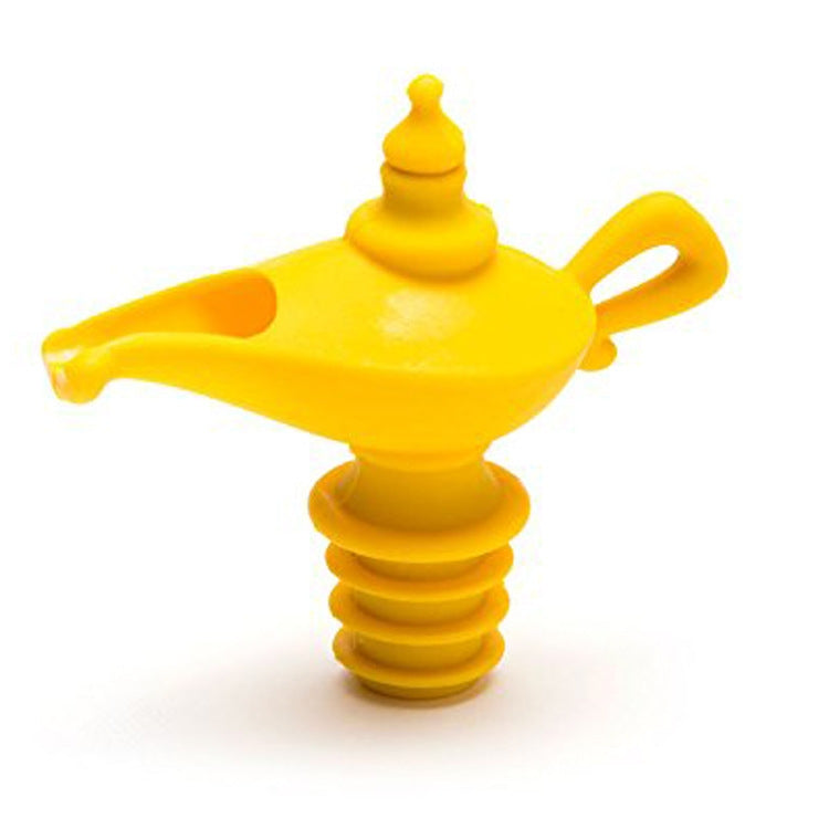 Creative Silicone Aladdin Magic Lamp Red Wine Bottle Pourer Manual Sealing Airless Bottle Stopper by bashfashion