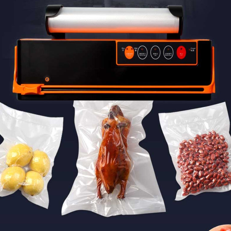Household Food Machinery Vacuum Packaging Machine Nylon Composite Texture Vacuum Bag Sealing Machine, Style:US Plug(SX-168 Black Orange) by bashfashion