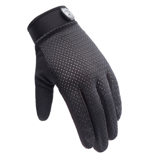 HSLEJP Outdoor Sports Breathable Touch Screen Antiskid Cycling Full Finger Gloves, Size: M(Black) by bashfashion