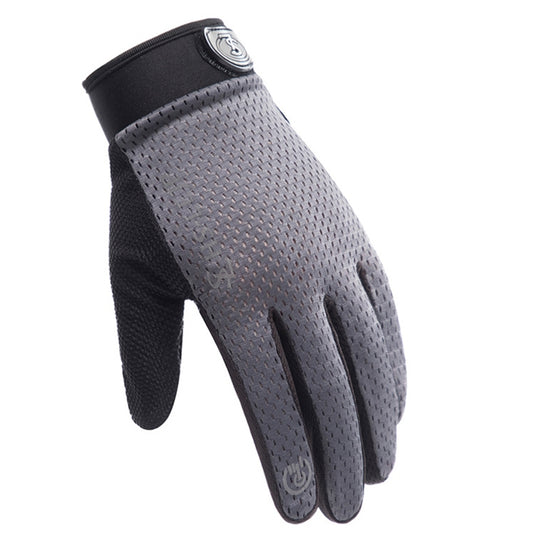HSLEJP Outdoor Sports Breathable Touch Screen Antiskid Cycling Full Finger Gloves, Size: M(Gray) by bashfashion