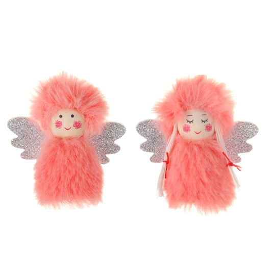 1 Pair Christmas Decorations Plush Dolls Boys And Girls Small Pendant(Orange Pink) by bashfashion