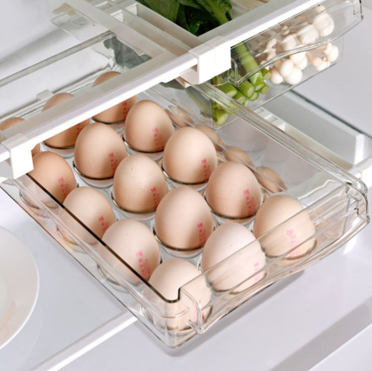 Refrigerator Storage Box Drawer Type Square Household Multifunctional Food Preservation Box, Specification: 1 Egg Box + 1 Fresh Box by bashfashion