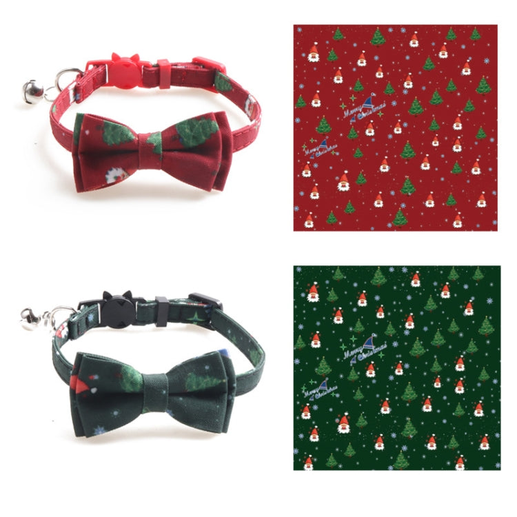 Christmas Snowman & Tree Pattern Pet Collar with Bells, Style:With Bow(Green) by bashfashion