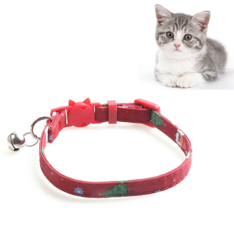 Christmas Snowman & Tree Pattern Pet Collar with Bells, Style:Without Bow(Red) by bashfashion