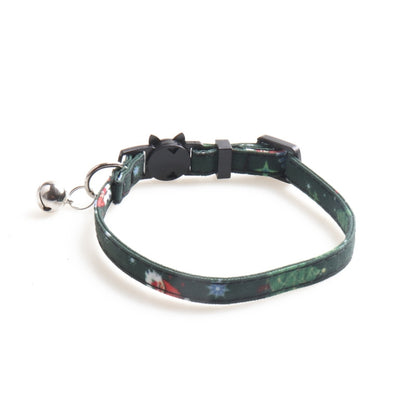 Christmas Snowman & Tree Pattern Pet Collar with Bells, Style:Without Bow(Green) by bashfashion