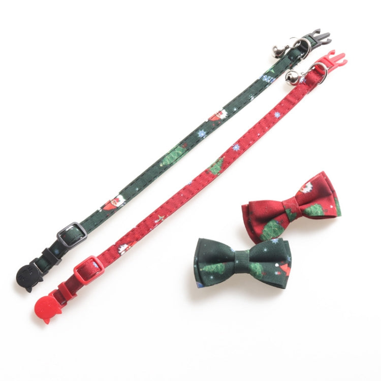 Christmas Snowman & Tree Pattern Pet Collar with Bells, Style:Without Bow(Green) by bashfashion