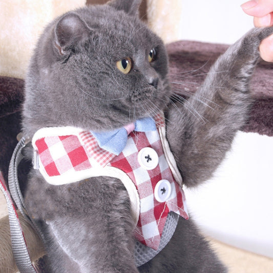 Pet Traction Rope Chest Harness Anti-break Away Vest Type Small Dog Walking Rope, Size:L(Red) by bashfashion