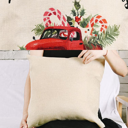 Christmas Decorations Linen Pillowcases Square Pillowcases Without Pillow Core(HOHO Santa Claus) by bashfashion