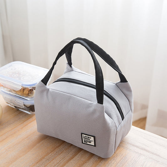 Portable Lunch Bag Thermal Insulated Lunch Box Tote Cooler Bag Bento Pouch Lunch Container School Food Storage Bags(Grey) by bashfashion