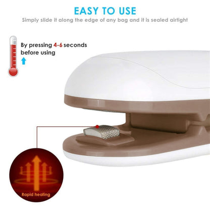 Household Mini Heat Sealing Machine Package Sealer Clamps(Brown) by bashfashion