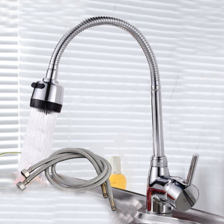 Kitchen Faucet Anti-splash Head Wash Basin Sink Universal Rotatable Faucet Full Copper Joint, Style:Hot & Cold Water+60 cm Tube by bashfashion