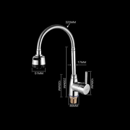Kitchen Faucet Anti-splash Head Wash Basin Sink Universal Rotatable Faucet Full Copper Joint, Style:Hot & Cold Water+60 cm Tube by bashfashion