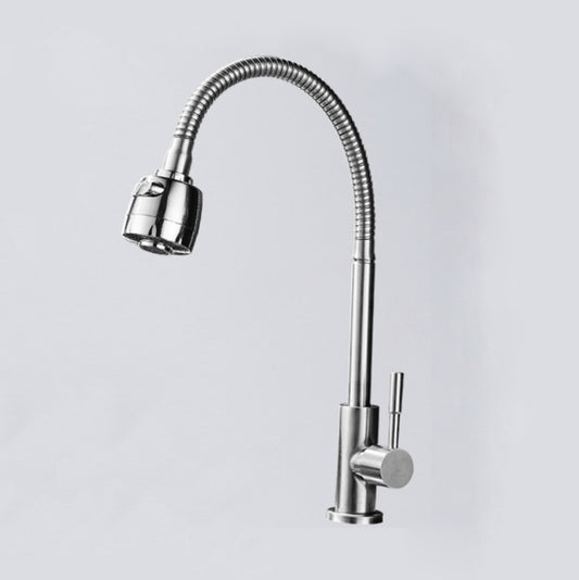 Kitchen Faucet Anti-splash Head Wash Basin Sink Universal Rotatable Faucet Full Copper Joint, Style:304 Cold Water by bashfashion