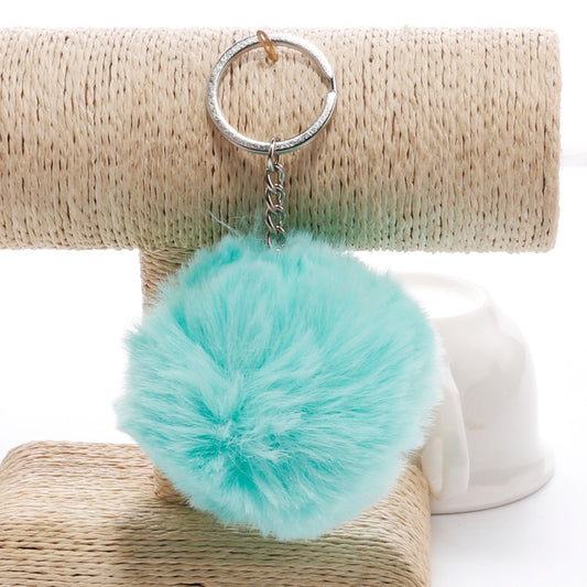 Simple Key Chain Fur Ball Pompon Keychain Pompom Artificial Rabbit Fur Animal Keychains for Woman Car Bag Key Rings(light green) by KOOROL