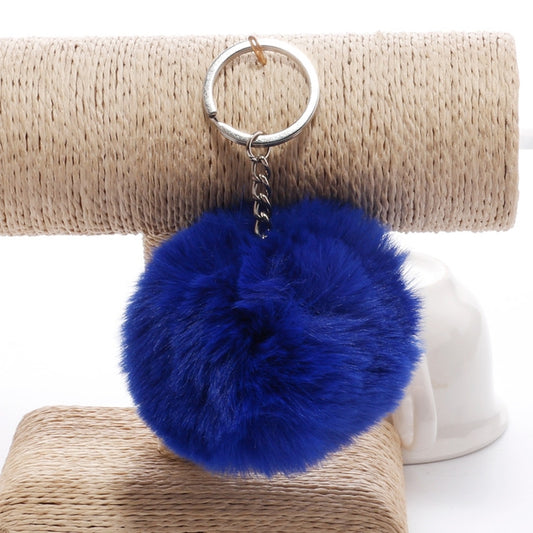 Simple Key Chain Fur Ball Pompon Keychain Pompom Artificial Rabbit Fur Animal Keychains for Woman Car Bag Key Rings(royal blue) by KOOROL