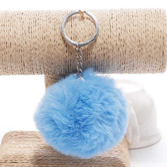 Simple Key Chain Fur Ball Pompon Keychain Pompom Artificial Rabbit Fur Animal Keychains for Woman Car Bag Key Rings(blue) by KOOROL