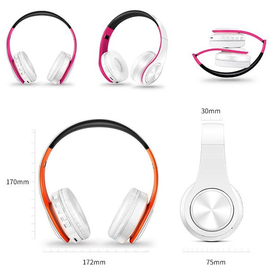 LPT660 Foldable Stereo Bluetooth Headset MP3 Player, Support 32GB TF Card & 3.5mm AUX(White Rose) by bashfashion