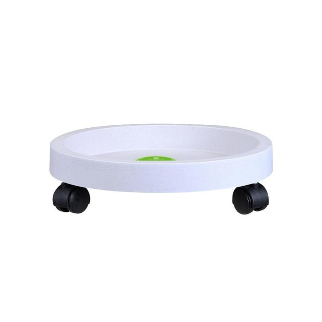 Universal Round Wheels Pot Tray Easy Moving Plant Pot Tray Garden Plate Plastic Stand(White) by bashfashion