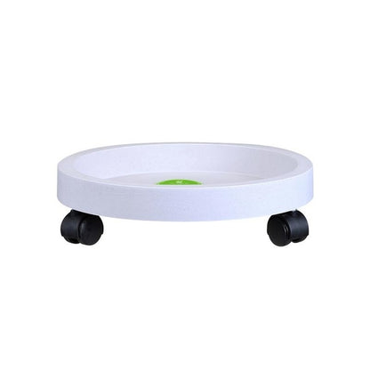 Universal Round Wheels Pot Tray Easy Moving Plant Pot Tray Garden Plate Plastic Stand(White) by bashfashion