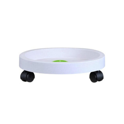Universal Round Wheels Pot Tray Easy Moving Plant Pot Tray Garden Plate Plastic Stand(White) by bashfashion