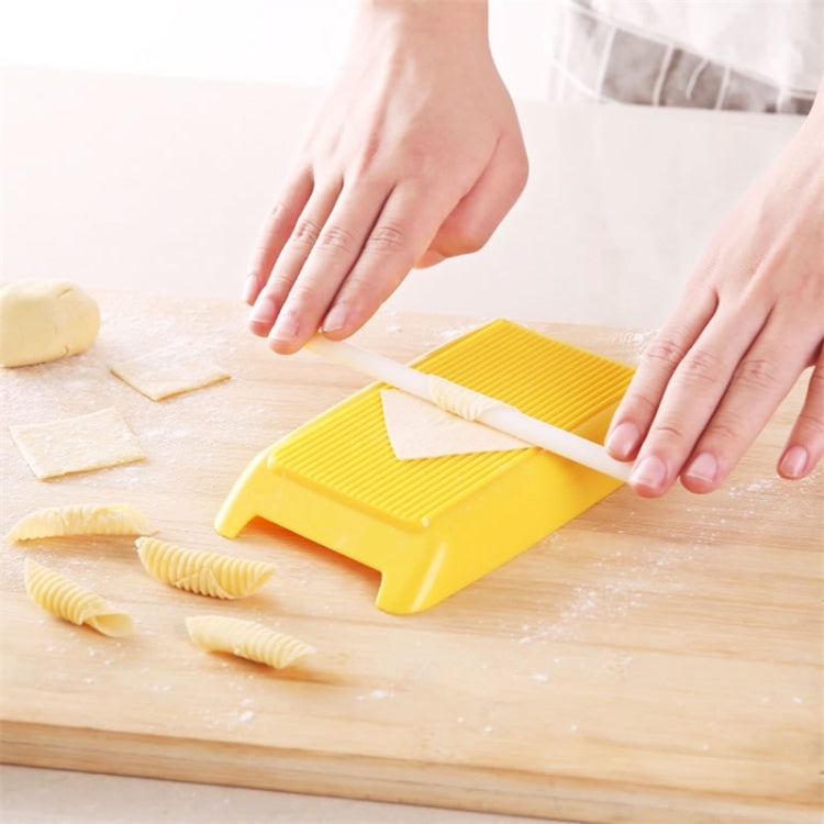Plastic Pasta Macaroni Board Spaghetti Maker Rolling Pin Mold Kitchen Tool(Yellow) by bashfashion