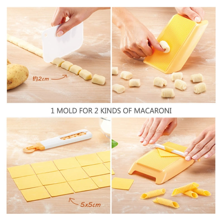 Plastic Pasta Macaroni Board Spaghetti Maker Rolling Pin Mold Kitchen Tool(Yellow) by bashfashion