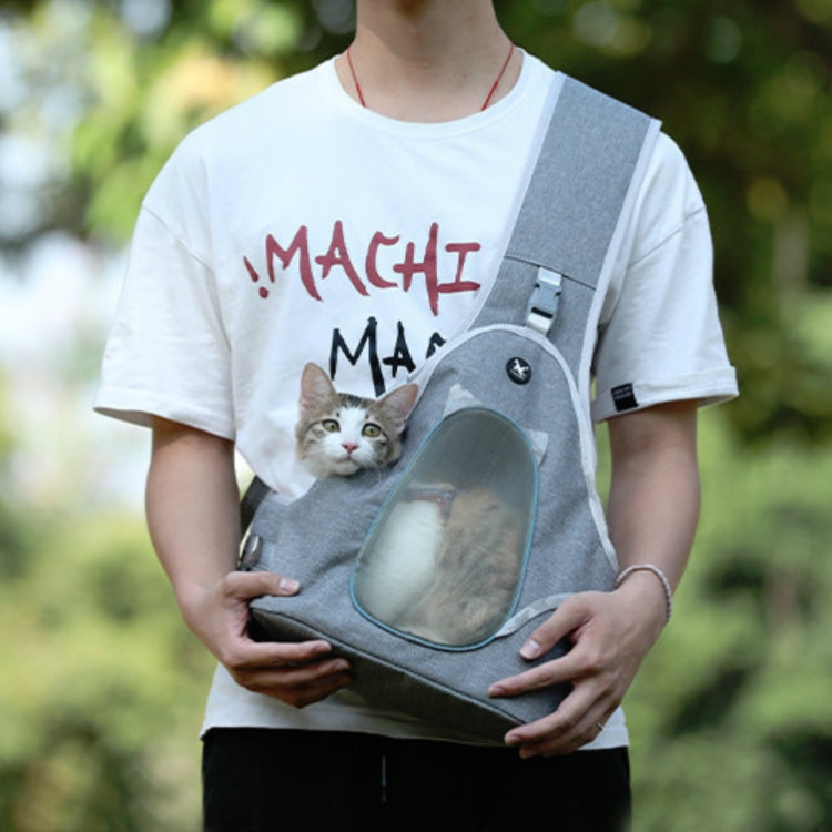 TAILUP Pets Carry Out Shoulder Bag Convenient Foldable Leather Chest Bag, Specification: S(Light Grey) by bashfashion