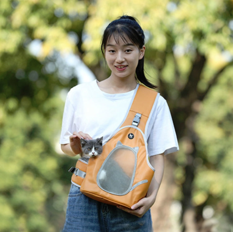 TAILUP Pets Carry Out Shoulder Bag Convenient Foldable Leather Chest Bag, Specification: M(Orange Brown) by bashfashion
