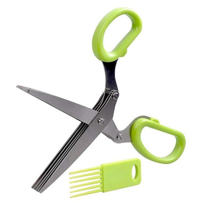 Minced 5 Layers Basil Rosemary Kitchen Scissor Shredded Chopped Scallion Cutter(Green) by bashfashion