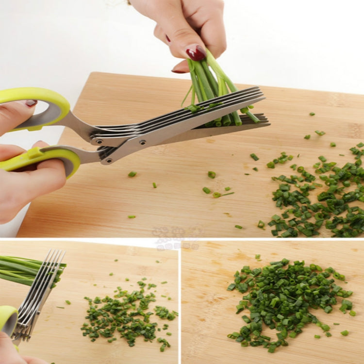 Minced 5 Layers Basil Rosemary Kitchen Scissor Shredded Chopped Scallion Cutter(Green) by bashfashion