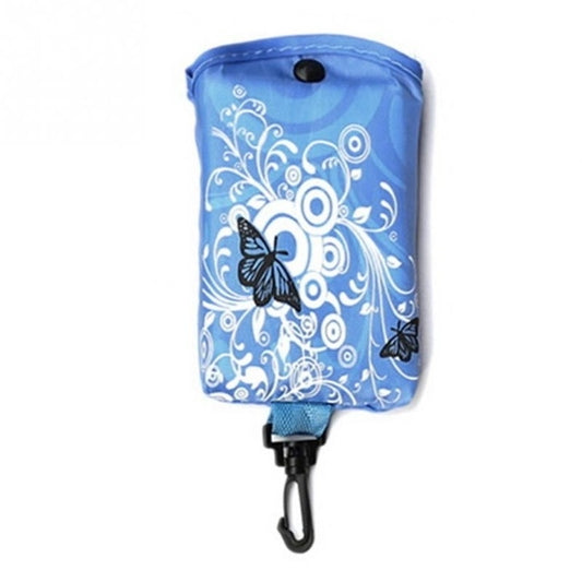 Foldable Shopping Bag Butterfly Flower Oxford Fabric Shoulder Bag Reusable Tote Bag(Sky Blue) by bashfashion